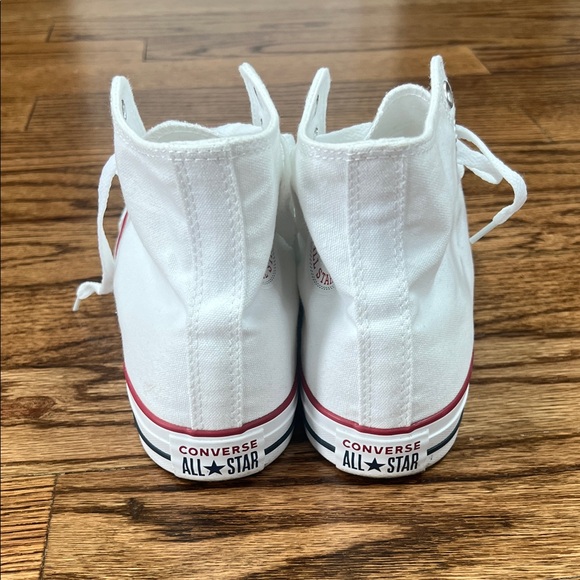 Converse White High-Top Sneakers with Red Accents - Picture 6 of 9